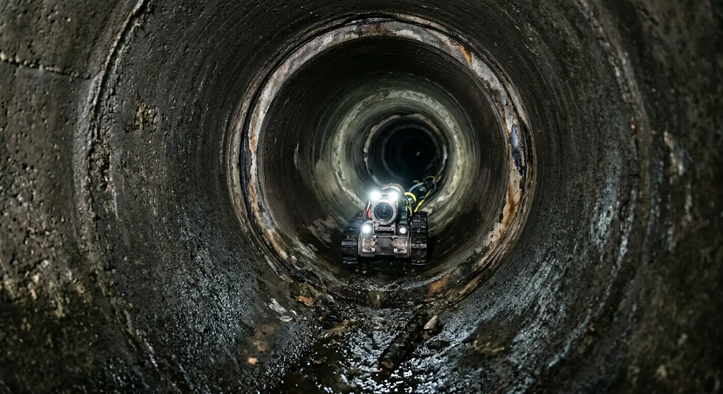 Robotic sewer camera inspecting pipe interior for Sewer Line Repair in Fort Edward